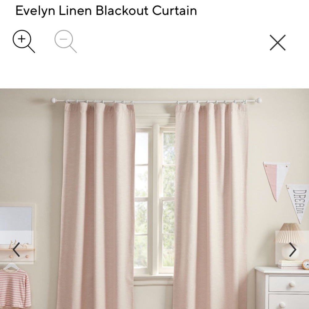 Pottery Barn Kids Evelyn Linen Blackout Curtains - Blush - Set of 2 44”W x 84” L